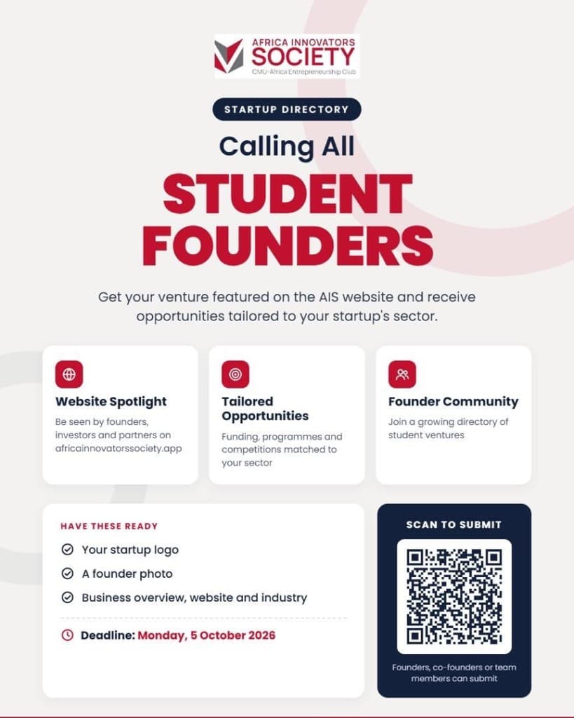 Calling all student founders — AIS Startup Directory flyer